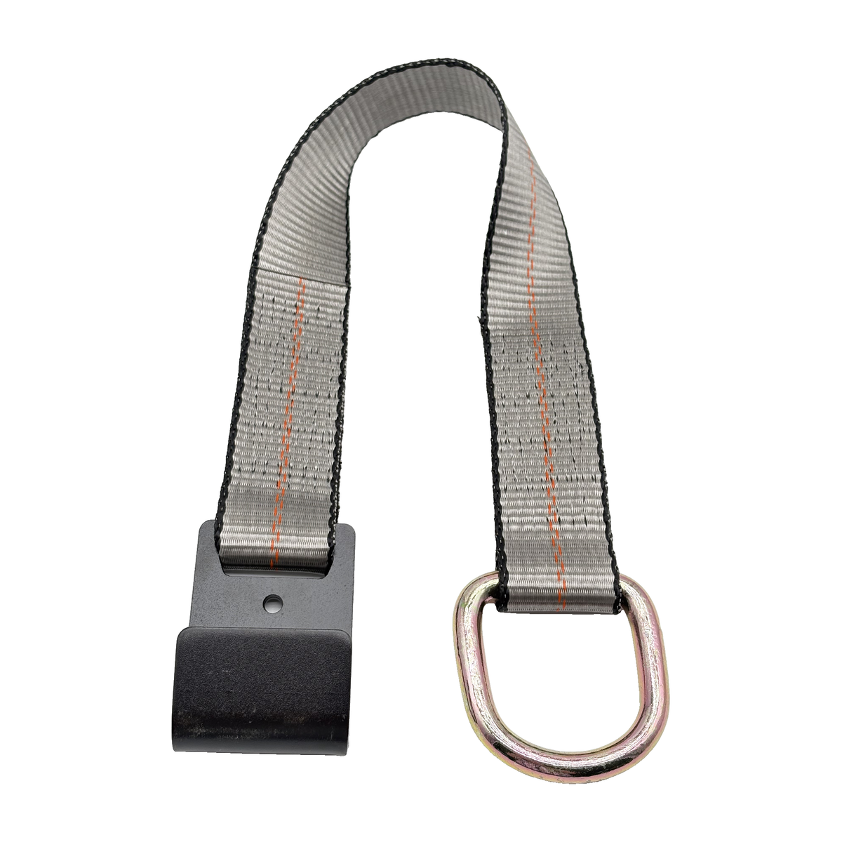 2" x 24" 1-Ply Strap Extension w/D-Ring on One End w/Flat Hook on Opposite End - Gray