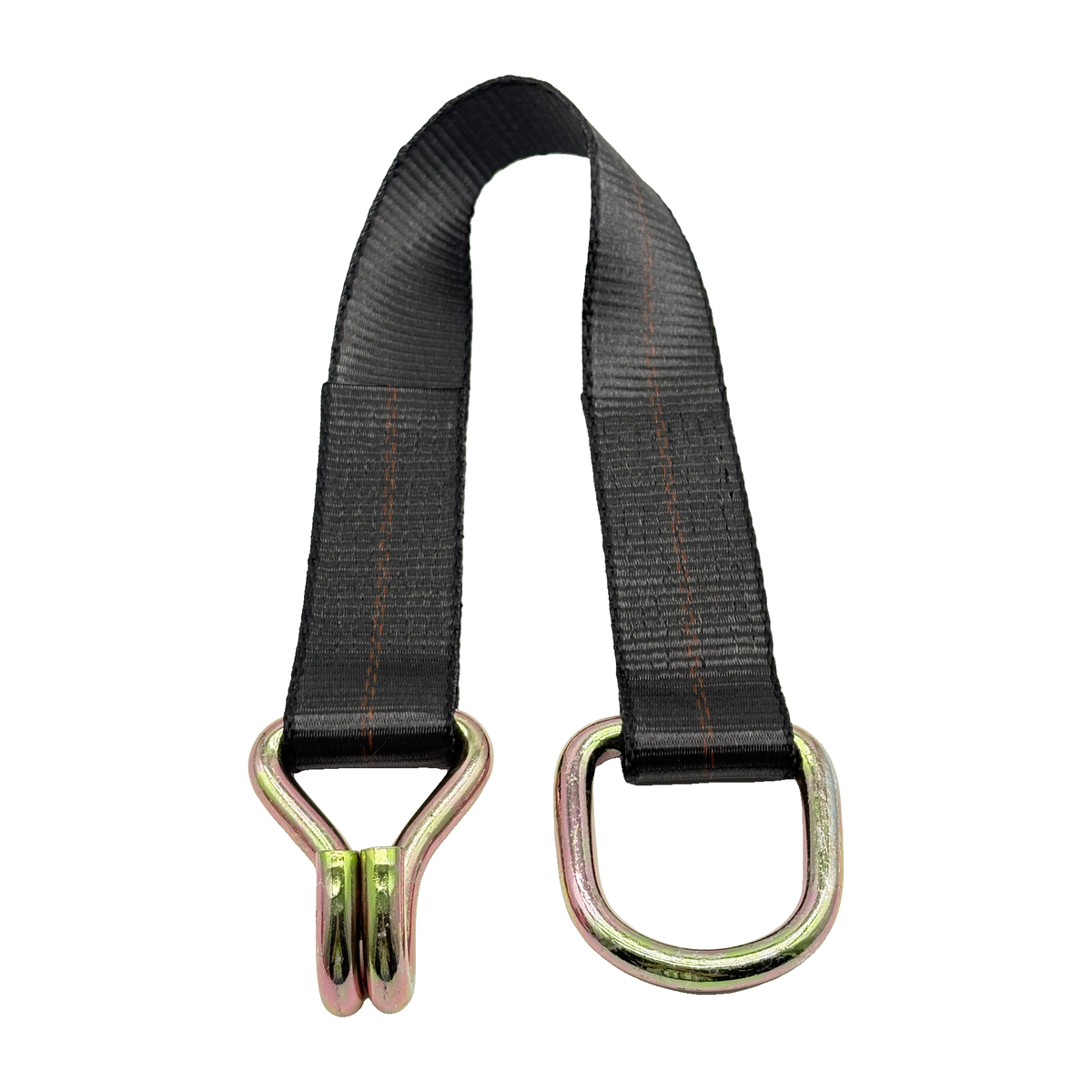 2" x 24" 1-Ply Strap Extension w/HD Double J Hook on One End w/D-Ring on Opposite End - Black