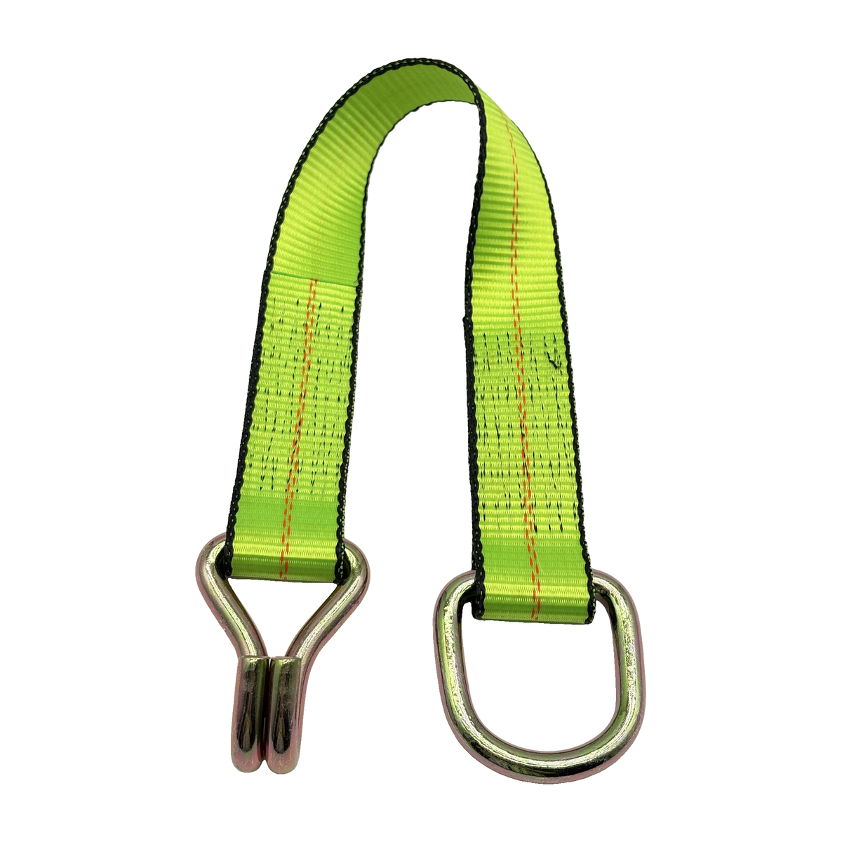 2" x 24" 1-Ply Strap Extension w/HD Double J Hook on One End w/D-Ring on Opposite End - Green
