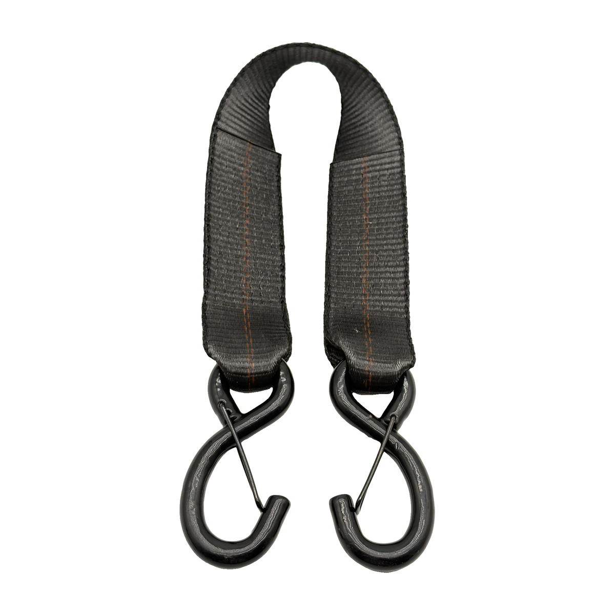 2" x 24" 1-Ply Strap Extension w/5,500 lb Break Strength Vinyl Coated S-Hooks w/Safety Latch on Both Ends - Black