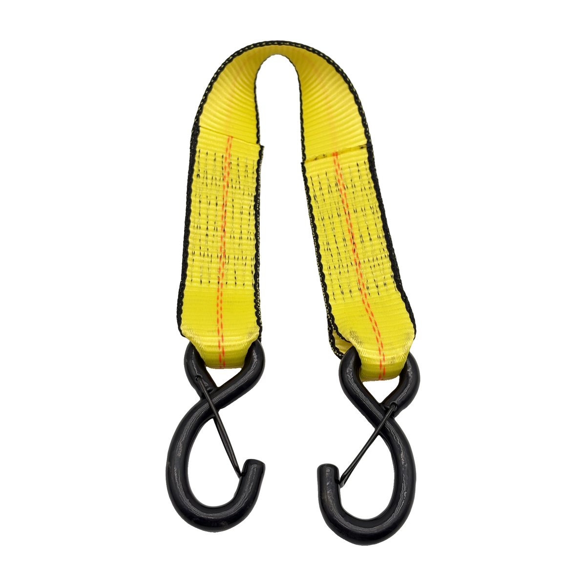 2" x 24" 1-Ply Strap Extension w/5,500 lb Break Strength Vinyl Coated S-Hooks w/Safety Latch on Both Ends - Yellow