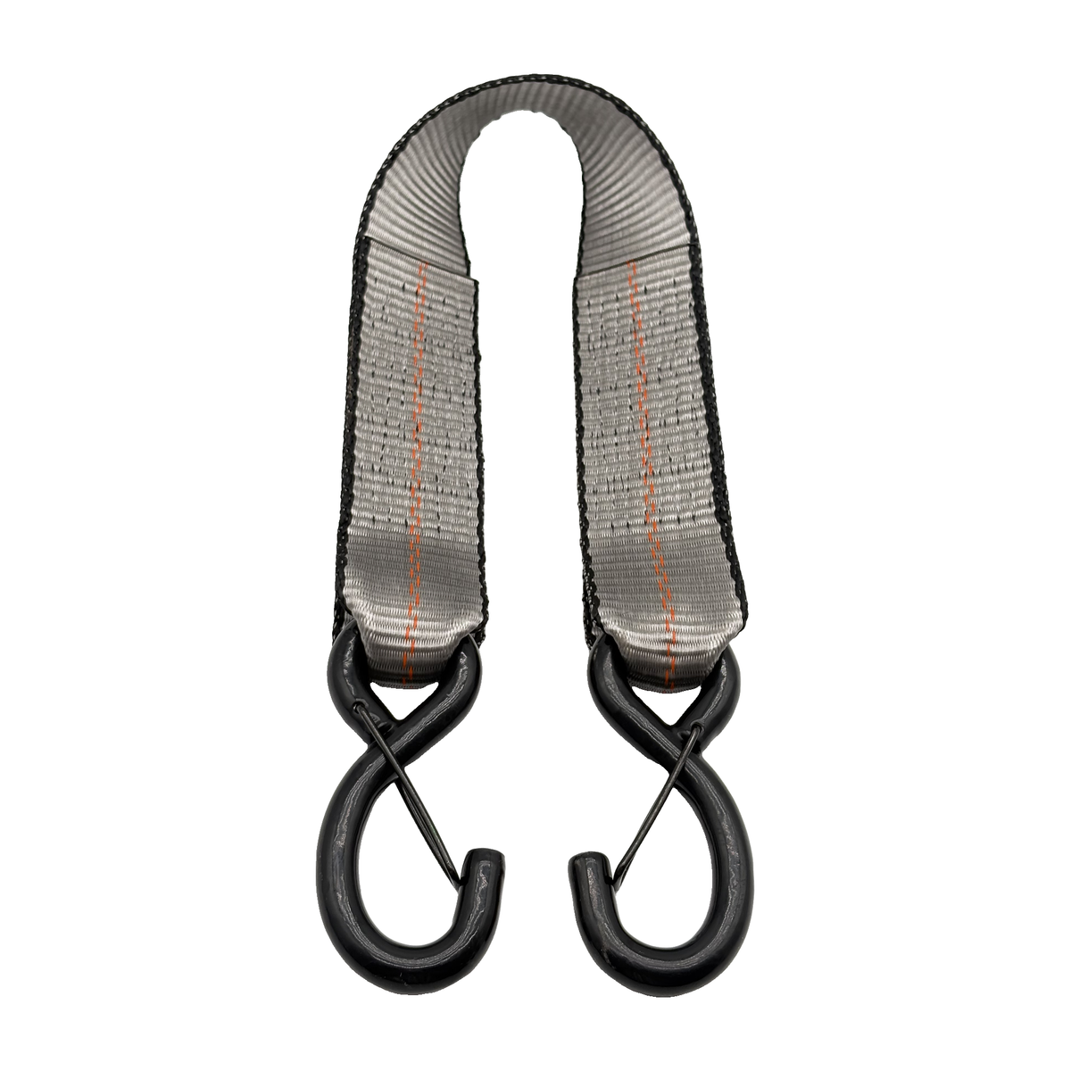 2" x 24" 1-Ply Strap Extension w/5,500 lb Break Strength Vinyl Coated S-Hooks w/Safety Latch on Both Ends - Gray