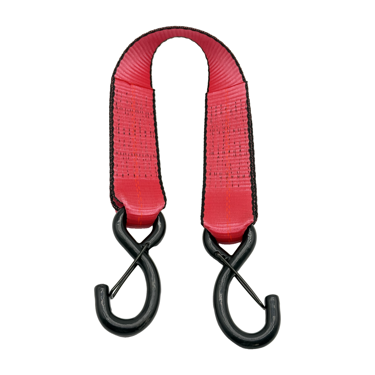 2" x 24" 1-Ply Strap Extension w/5,500 lb Break Strength Vinyl Coated S-Hooks w/Safety Latch on Both Ends - Red
