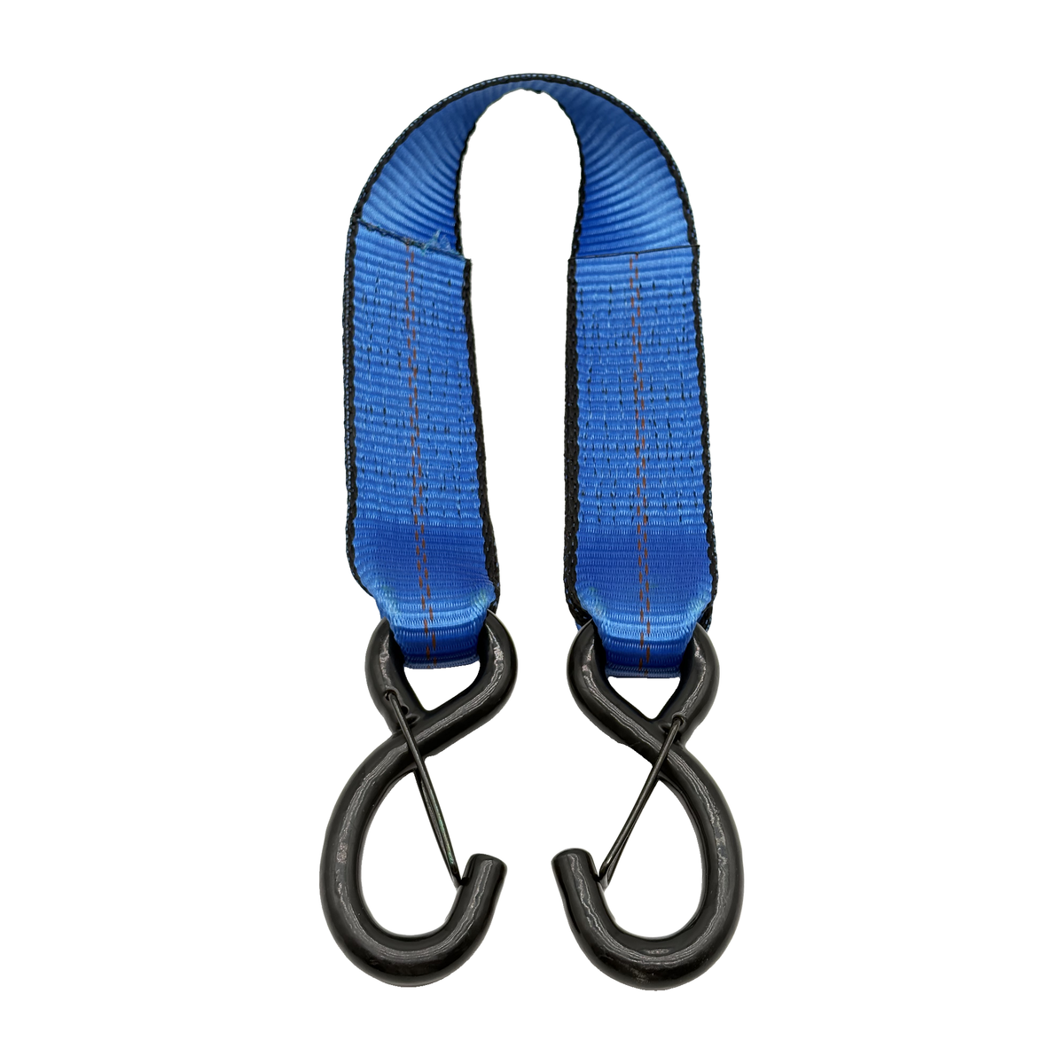 2" x 24" 1-Ply Strap Extension w/5,500 lb Break Strength Vinyl Coated S-Hooks w/Safety Latch on Both Ends - Blue