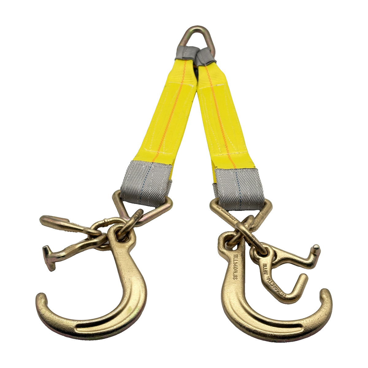G70 V-Bridle HD Tow Strap w/3"x24" 3-Ply Center Legs w/Wear Pad Protected Eyes w/G70 Forged 5/8" Pear Link w/3" Forged Delta w/G70 Forged Datsun J, T, and 8" J Hook Clusters