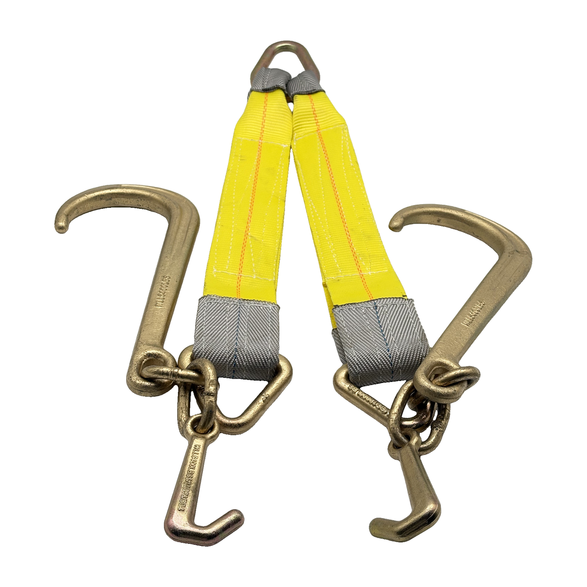 G70 V-Bridle HD Tow Strap w/3"x24" 3-Ply Center Legs w/Wear Pad Protected Eyes w/G70 Forged 5/8" Pear Link w/3" Forged Delta w/G70 Forged 4" Mini J Frame Hooks, 15" J Hooks