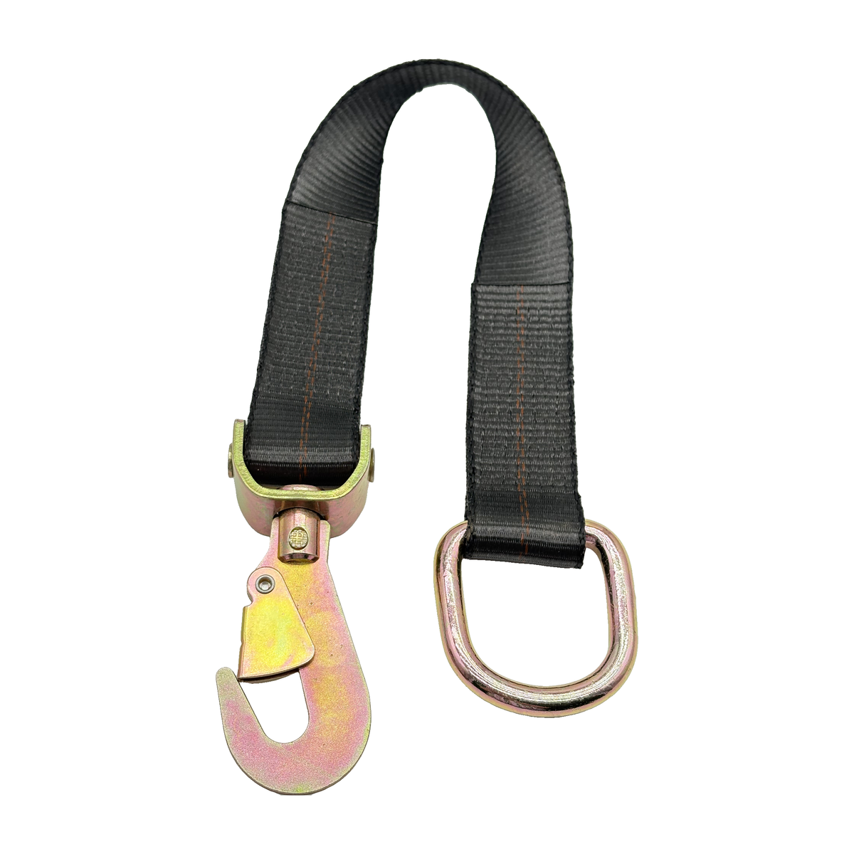 2" x 24" 1-Ply Strap Extension w/Twisted Flat Snap Hook on One End w/2" D-Ring on Opposite End - Black