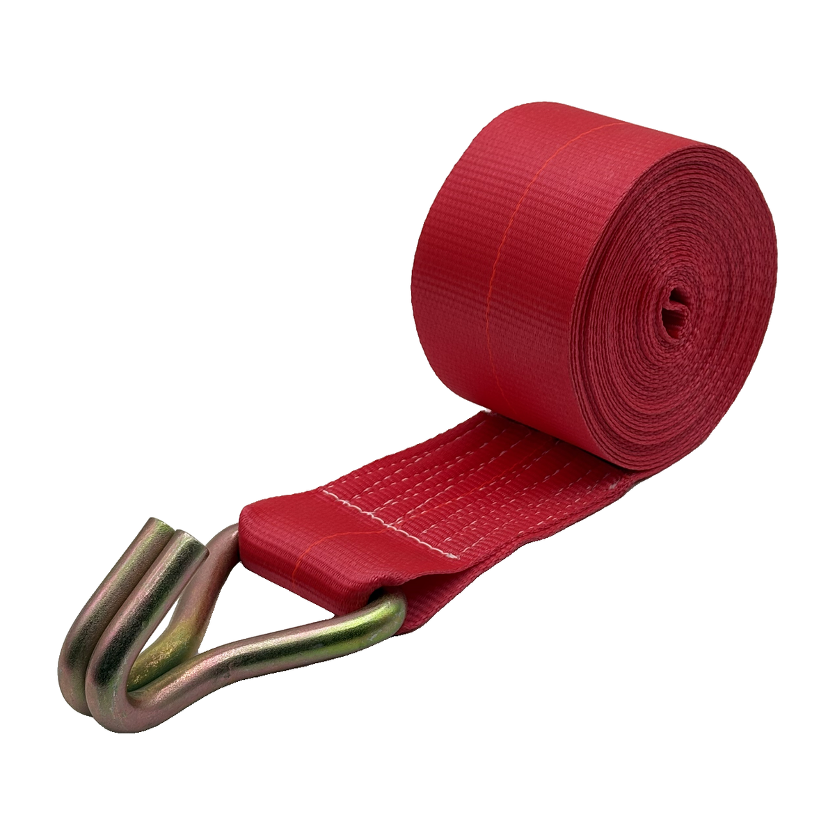 4"x30' Winch Strap w/4" Double J Hooks (Red)