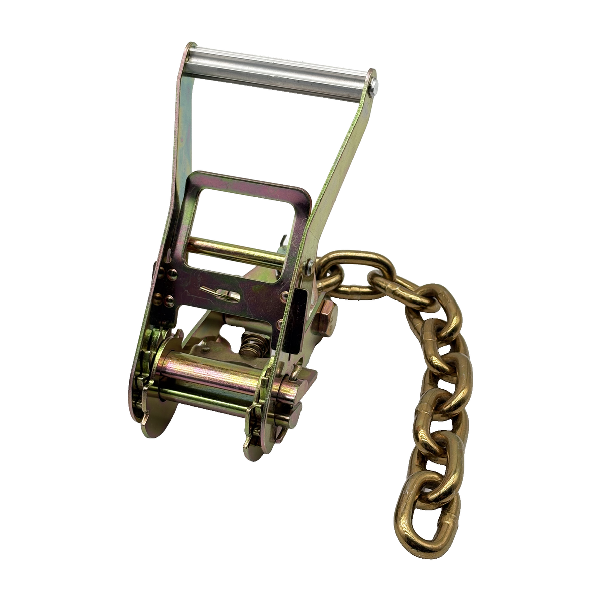 2" Standard Handle Ratchet Buckle w/G70 5/16"x12" Chain Tail