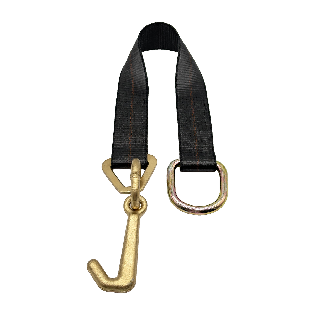 2" x 24" 1-Ply Strap Extension w/D-Ring on One End w/4" Mini "J" Frame Hook on Opposite End - Black