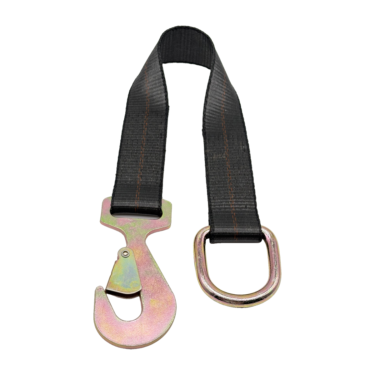 2" x 24" 1-Ply Strap Extension w/D-Ring on One End w/Tapered Flat Snap Hook on Opposite End - Black