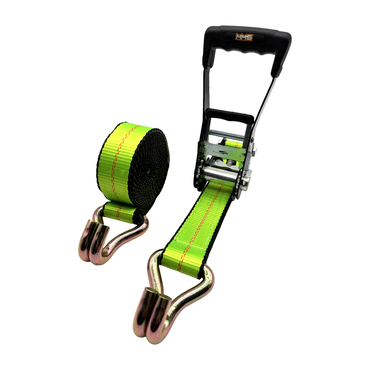 2" x 27' MMS Long-Handle Ratchet Strap w/Double-J Hook - Green