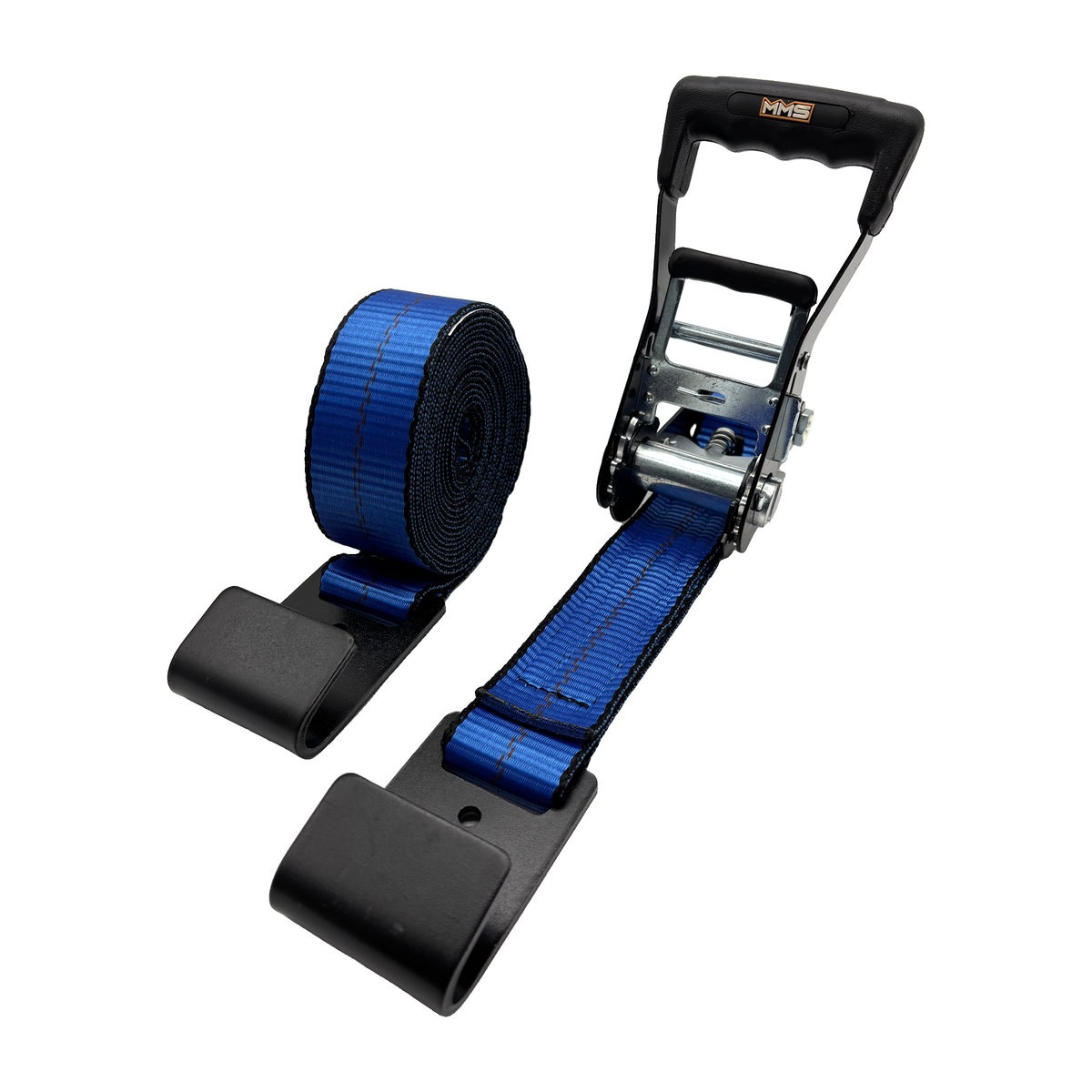2" x 27' MMS Short-Handle Ratchet Strap w/Flat Hook - Blue