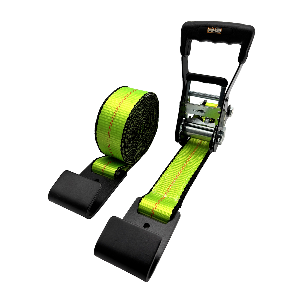 2" x 27' MMS Short-Handle Ratchet Strap w/Flat Hook - Green
