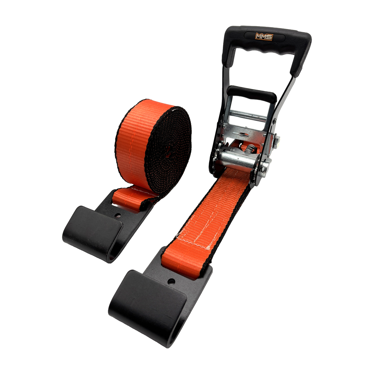 2" x 27' MMS Short-Handle Ratchet Strap w/Flat Hook - Orange