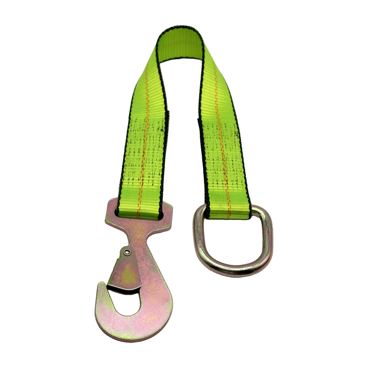 2" x 24" 1-Ply Strap Extension w/D-Ring on One End w/Tapered Flat Snap Hook on Opposite End - Green
