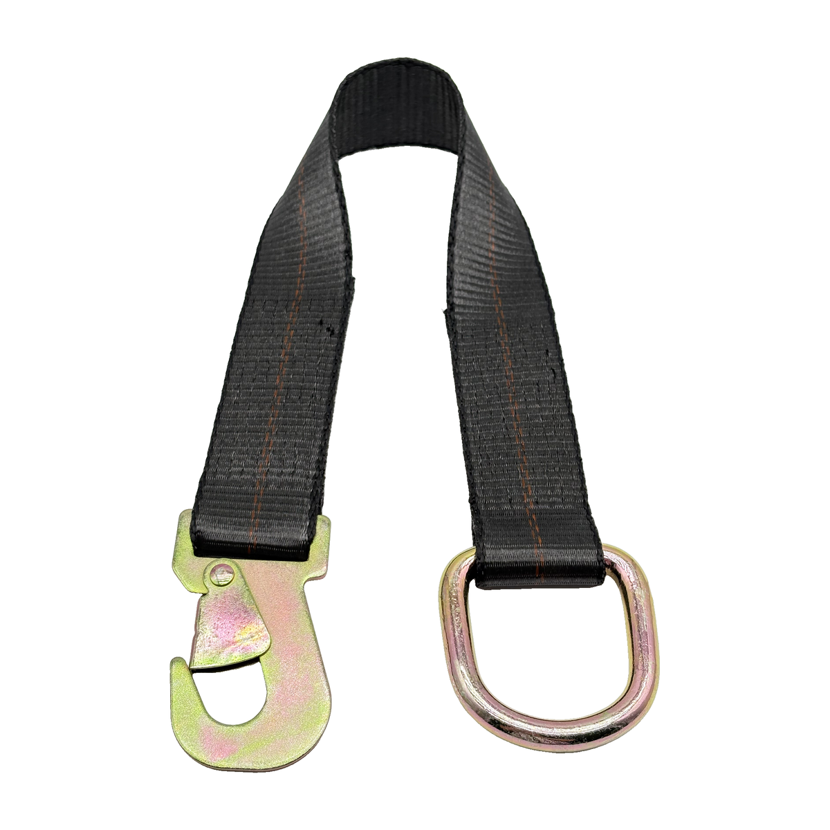 2" x 24" 1-Ply Strap Extension w/D-Ring on One End w/Flat Snap Hook on Opposite End - Black
