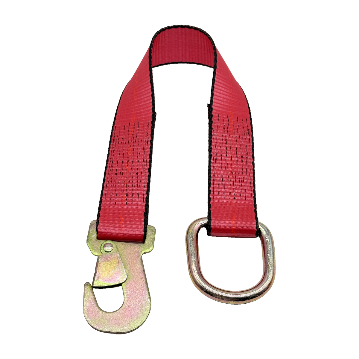 2" x 24" 1-Ply Strap Extension w/D-Ring on One End w/Flat Snap Hook on Opposite End - Red