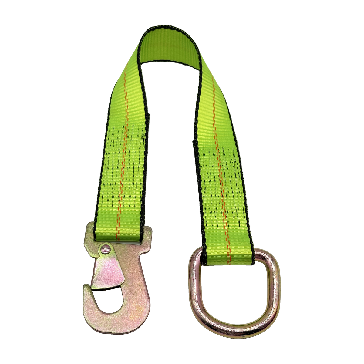 2" x 24" 1-Ply Strap Extension w/D-Ring on One End w/Flat Snap Hook on Opposite End - Green