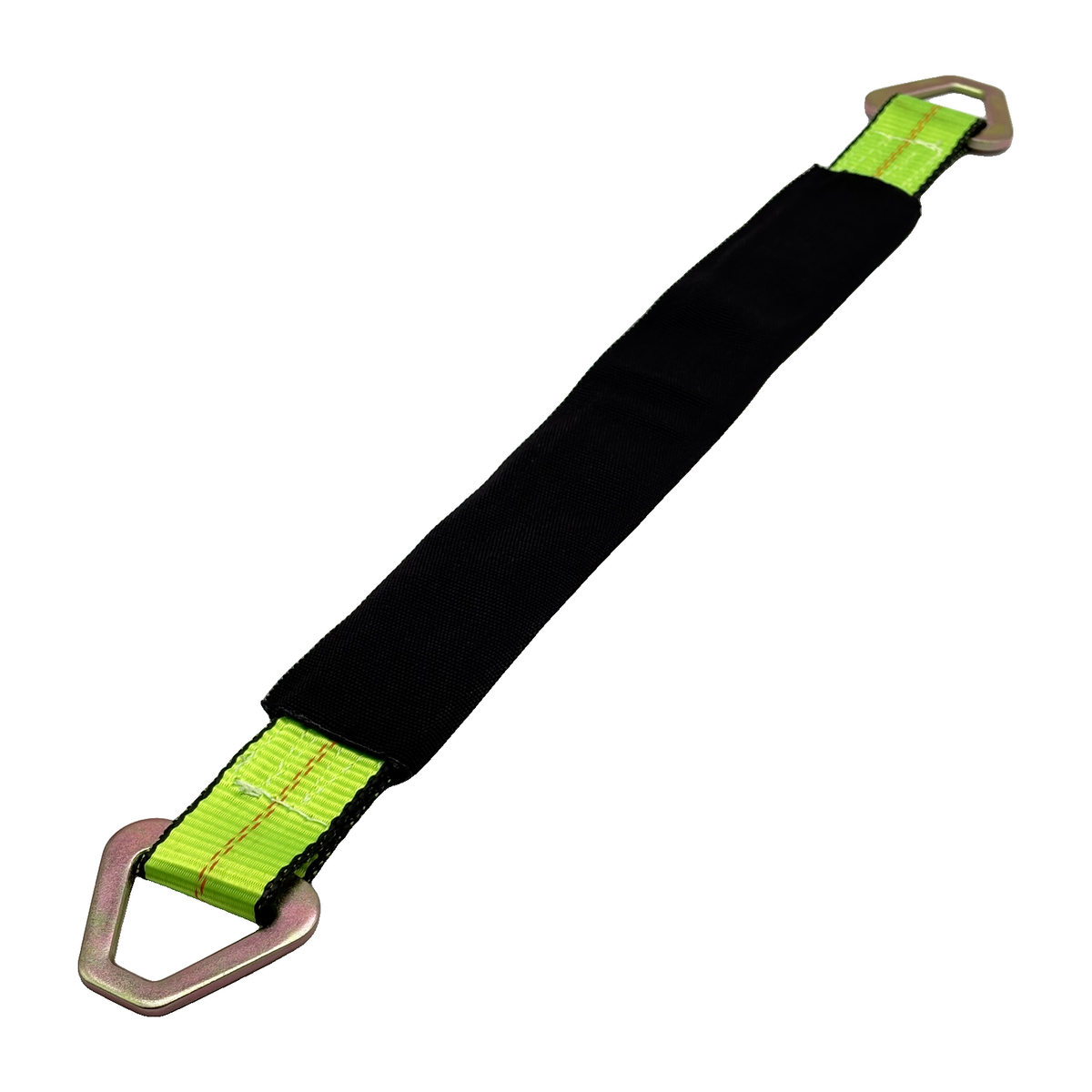 2" x 24" 1-Ply HD Axle Strap w/2" Flat Delta Ring on Both Ends w/Black Protective Wear Sleeve - Green