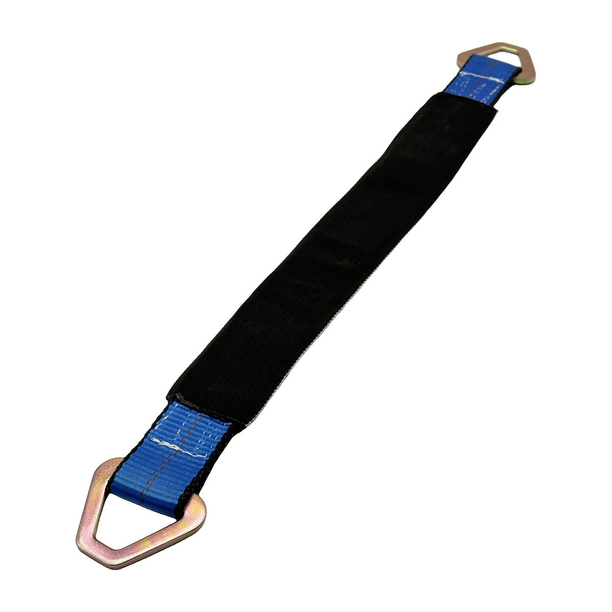 2" x 24" 1-Ply HD Axle Strap w/2" Flat Delta Ring on Both Ends w/Black Protective Wear Sleeve - Blue