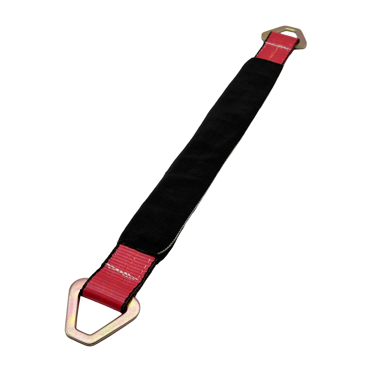 2" x 24" 3-Ply Center HD Axle Strap w/2" Flat Delta Ring on Both Ends w/Black Protective Wear Sleeve - Red