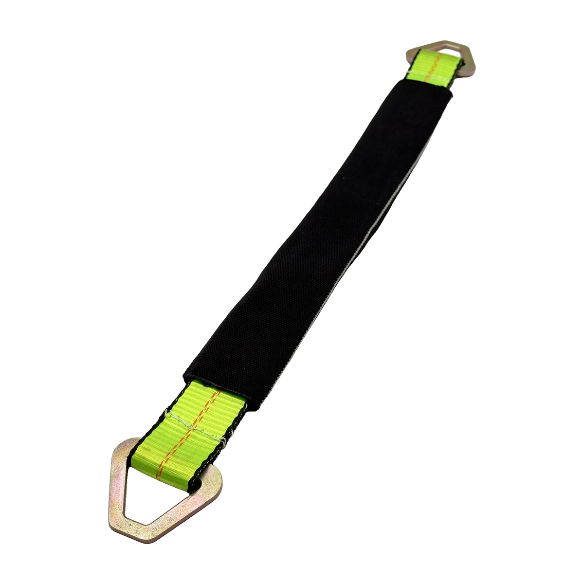 2" x 24" 3-Ply Center HD Axle Strap w/2" Flat Delta Ring on Both Ends w/Black Protective Wear Sleeve - Green