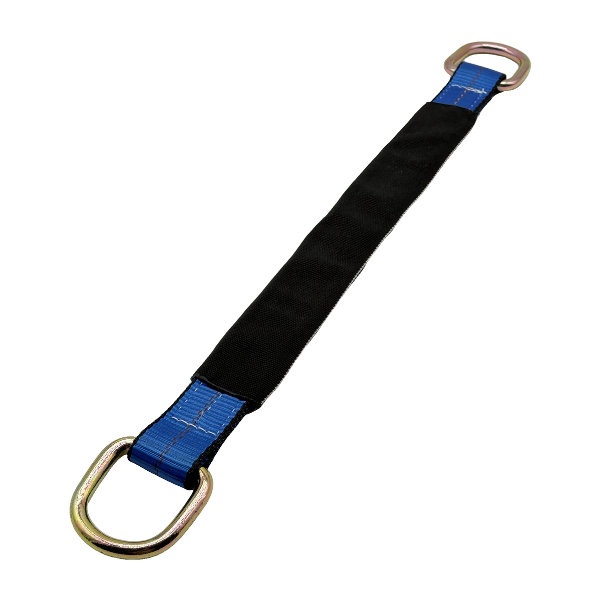 2" x 24" 3-Ply Center HD Axle Strap w/2" D-Ring on Both Ends w/Black Protective Wear Sleeve - Blue