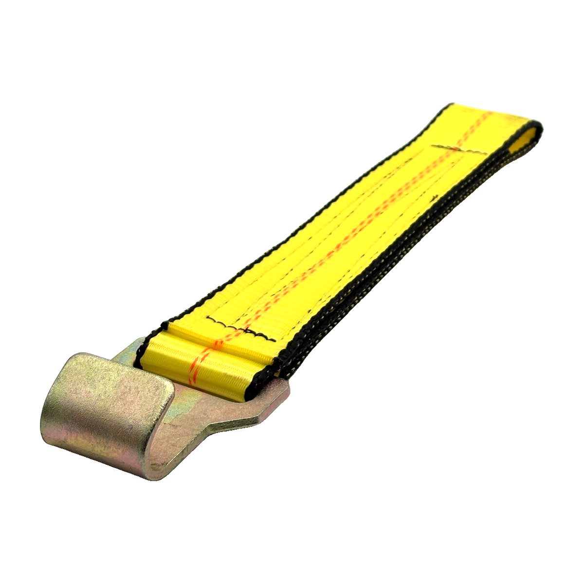 2" x 12" HD 3 Ply Center Short End/Ratchet Buckle End w/2'' Narrow Flat Hook - Yellow