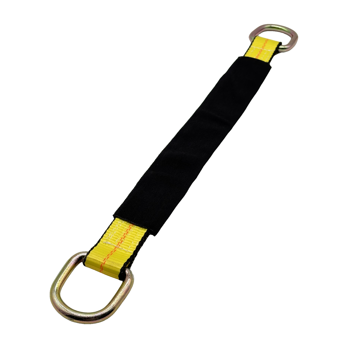 2" x 24" 1-Ply Axle Strap w/2" Heavy-Duty D-Ring on Both Ends w/Black Protective Wear Sleeve - Yellow