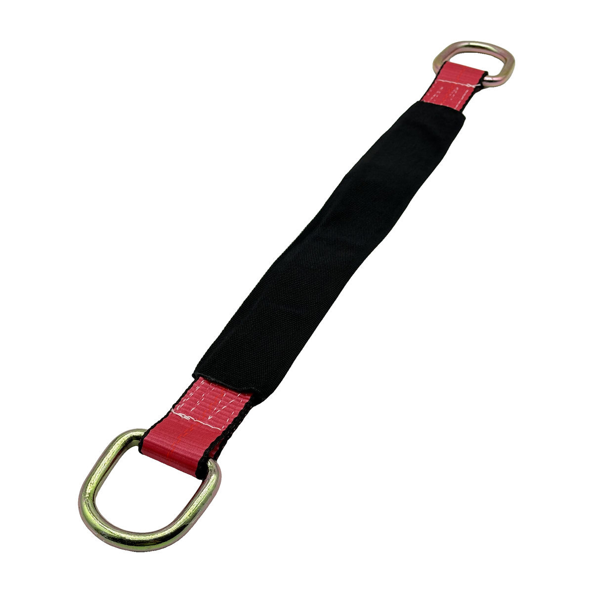 2" x 24" 1-Ply Axle Strap w/2" Heavy-Duty D-Ring on Both Ends w/Black Protective Wear Sleeve - Red