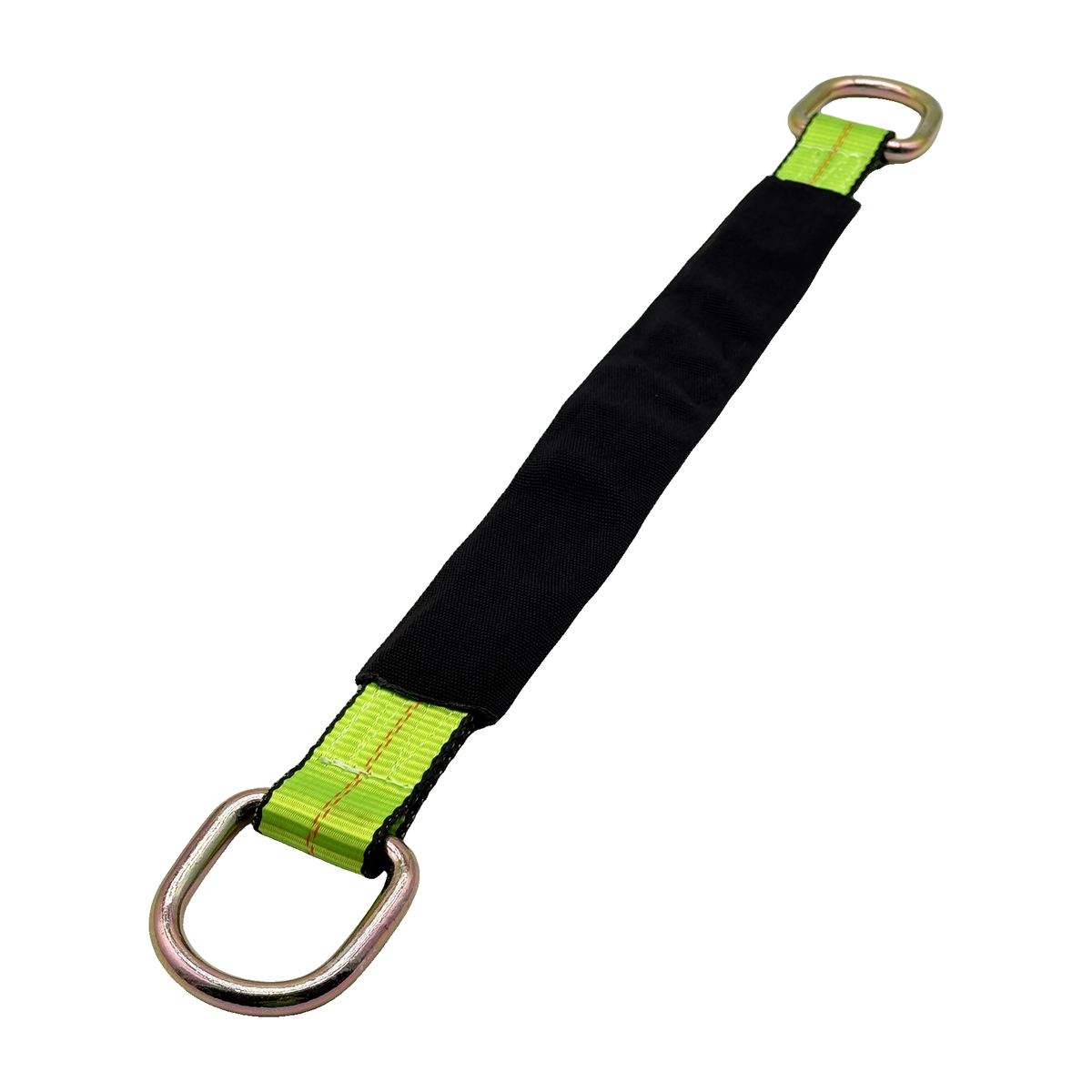 2" x 24" 1-Ply Axle Strap w/2" Heavy-Duty D-Ring on Both Ends w/Black Protective Wear Sleeve - Green