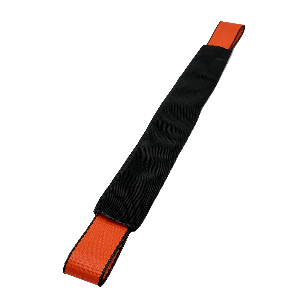 2" x 24" 1-Ply Axle Strap w/4" Sewn Loops on Both Ends w/Black Protective Wear Sleeve - Orange