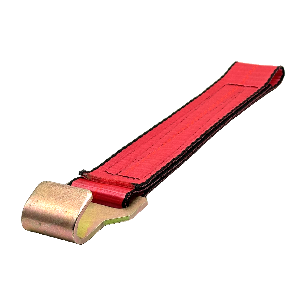 2" x 12" HD 3 Ply Center Short End/Ratchet Buckle End w/2'' Narrow Flat Hook - Red