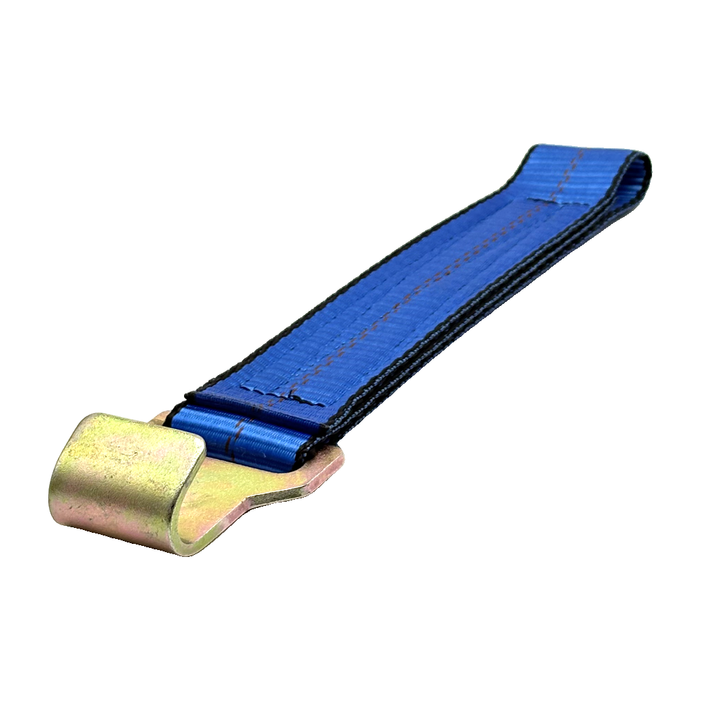 2" x 12" HD 3 Ply Center Short End/Ratchet Buckle End w/2'' Narrow Flat Hook - Blue