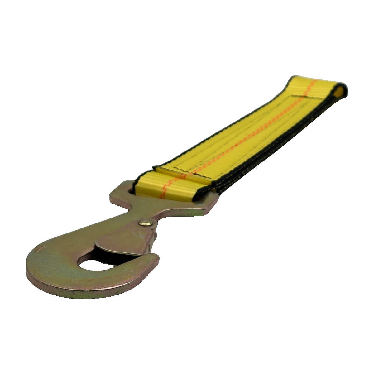2" x 12" Heavy-Duty 3 Ply Center Short End/Ratchet Buckle End w/2" Tapered Flat Snap Hook - Yellow