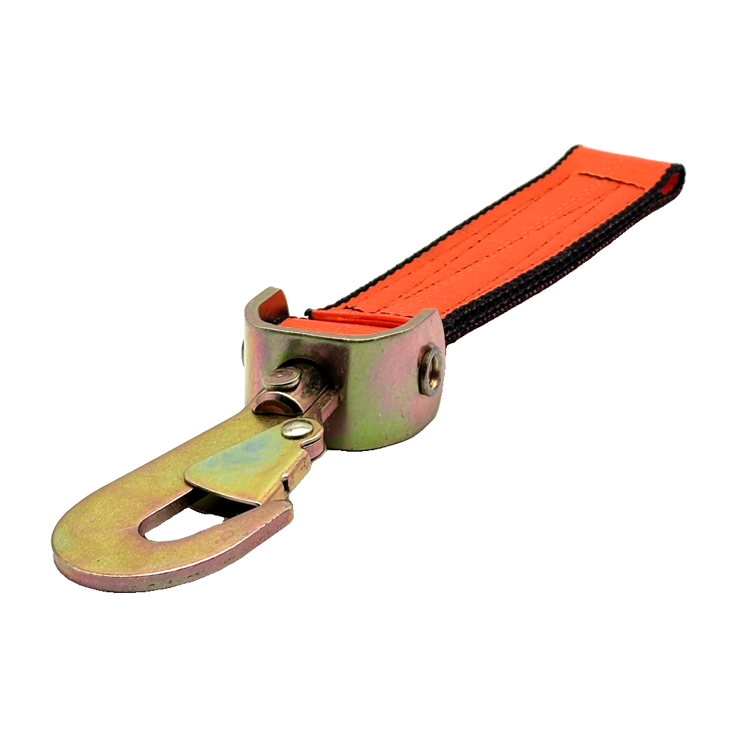 2" x 12" HD 3 Ply Center Short End/Ratchet Buckle End w/2'' Swivel Flat Snap Hook - Orange