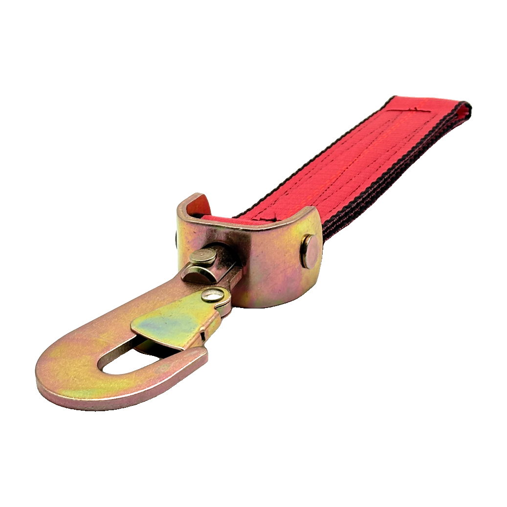 2" x 12" HD 3 Ply Center Short End/Ratchet Buckle End w/2'' Swivel Flat Snap Hook - Red