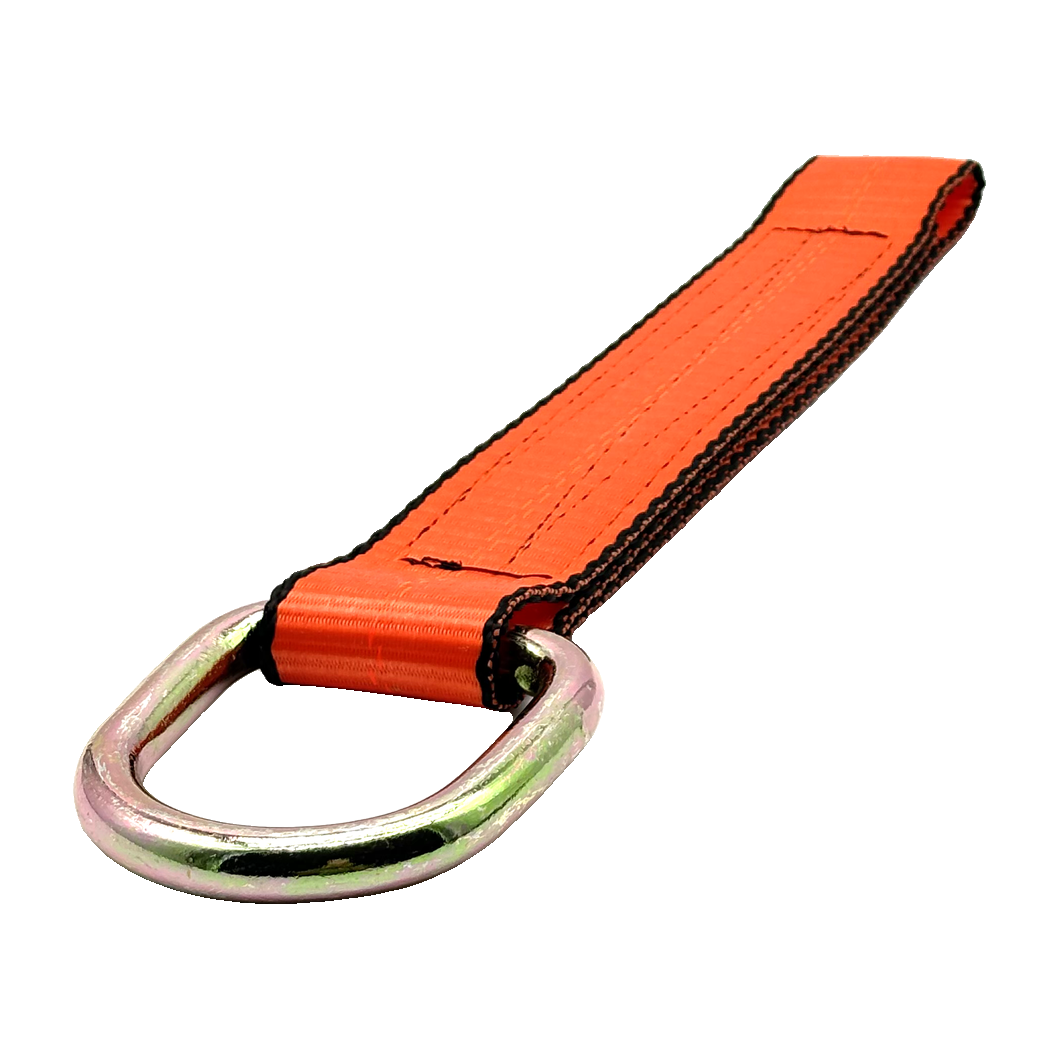 2" x 12" HD 3 Ply Center Short End/Ratchet Buckle End w/2'' D-Ring - Orange