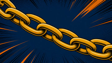 Comic illustration of gold transport chain links