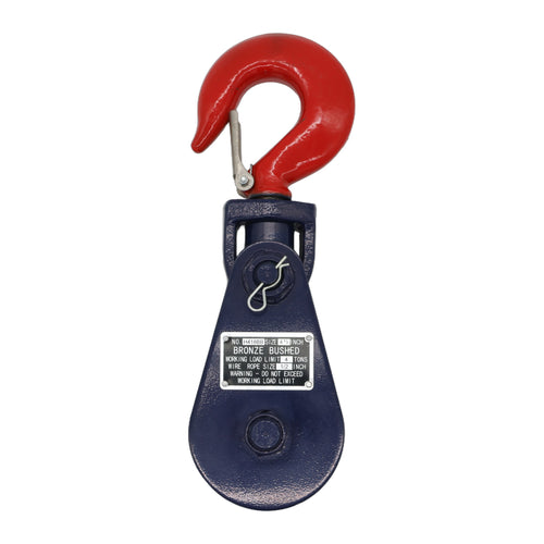 4 Ton Snatch Block w/Swivel Safety Latch Hook - 4-1/2" Sheave Accepts up to 1/2" Wire or Synthetic Rope