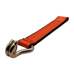 2" x 12" HD 3 Ply Center Short End/Ratchet Buckle End w/Extreme Duty 2" Double "J" Hook - Orange