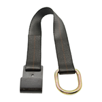 2" x 24" 1-Ply Strap Extension w/D-Ring on One End w/Flat Hook on Opposite End - Black