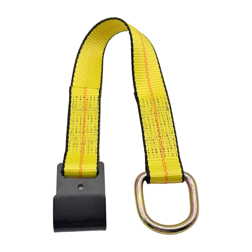 2" x 24" 1-Ply Strap Extension w/D-Ring on One End w/Flat Hook on Opposite End - Yellow
