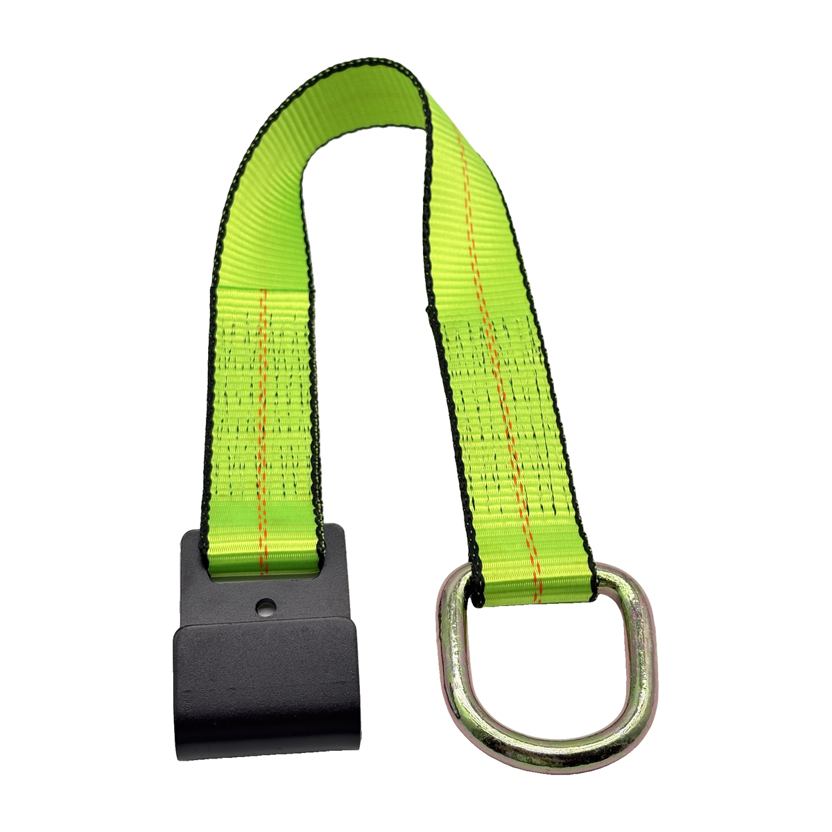 2" x 24" 1-Ply Strap Extension w/D-Ring on One End w/Flat Hook on Opposite End - Green