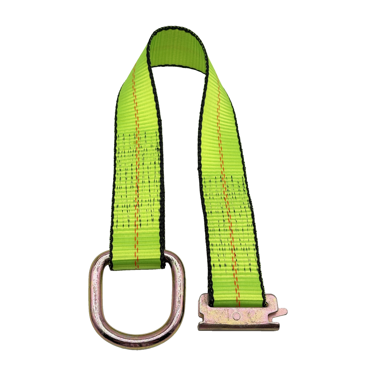 2" x 24" 1-Ply Strap Extension w/E-Track Spring Fitting on One End w/D-Ring on Opposite End - Green