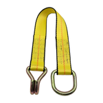 2" x 24" 1-Ply Strap Extension w/HD Double J Hook on One End w/D-Ring on Opposite End - Yellow