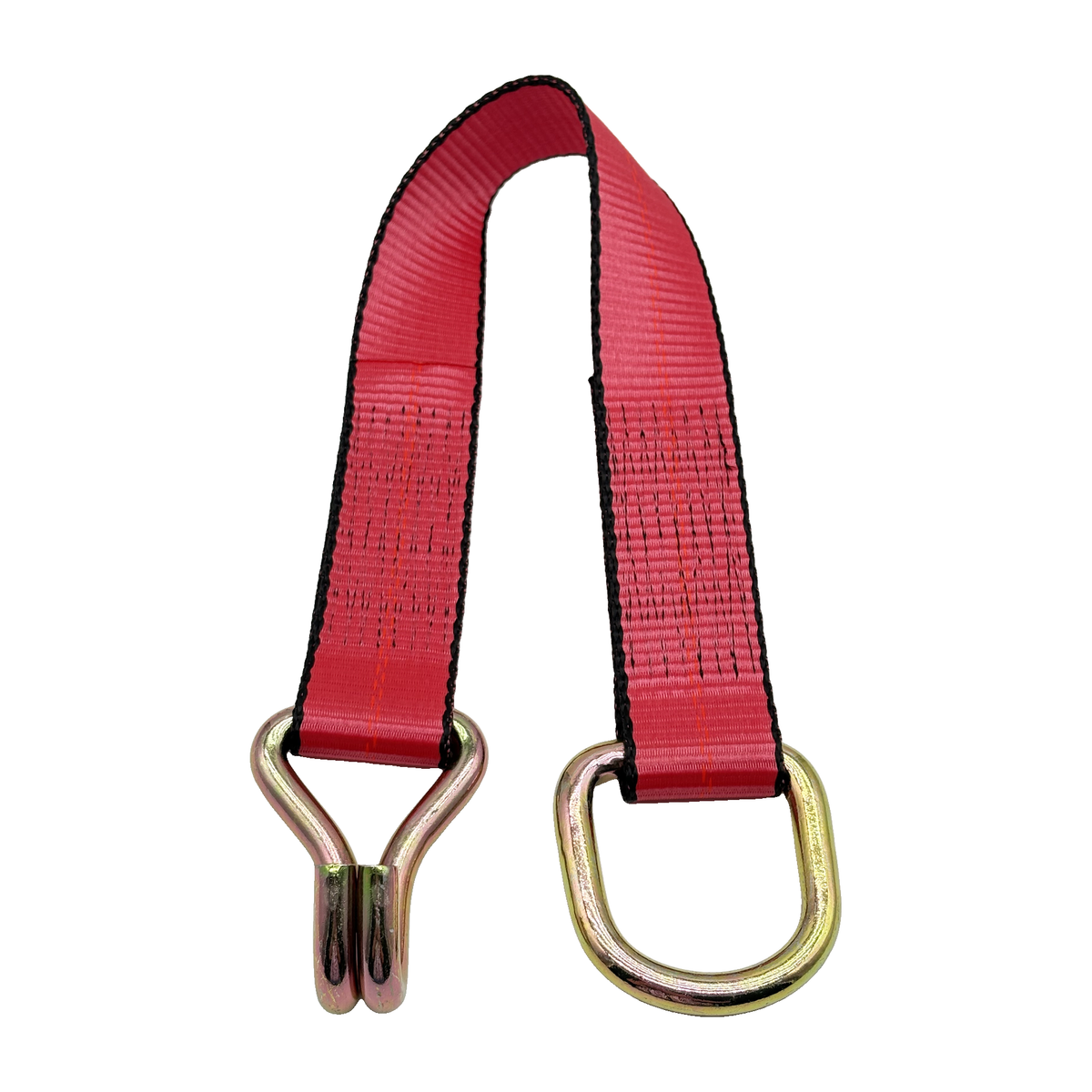 2" x 24" 1-Ply Strap Extension w/HD Double J Hook on One End w/D-Ring on Opposite End - Red