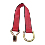 2" x 24" 1-Ply Strap Extension w/HD Double J Hook on One End w/D-Ring on Opposite End - Red