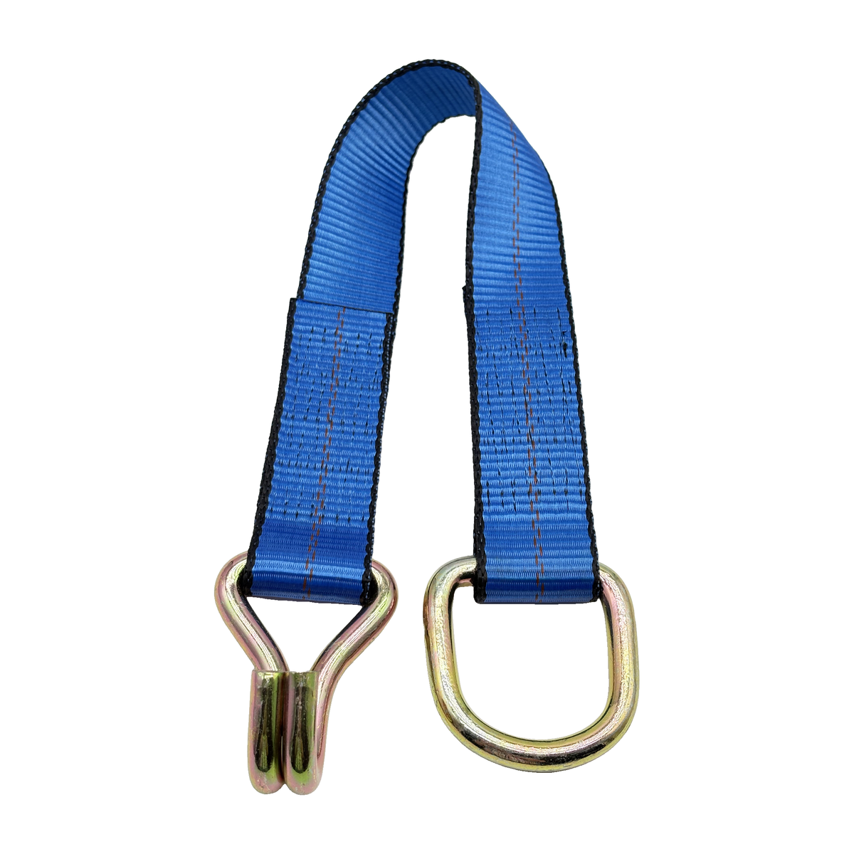 2" x 24" 1-Ply Strap Extension w/HD Double J Hook on One End w/D-Ring on Opposite End - Blue